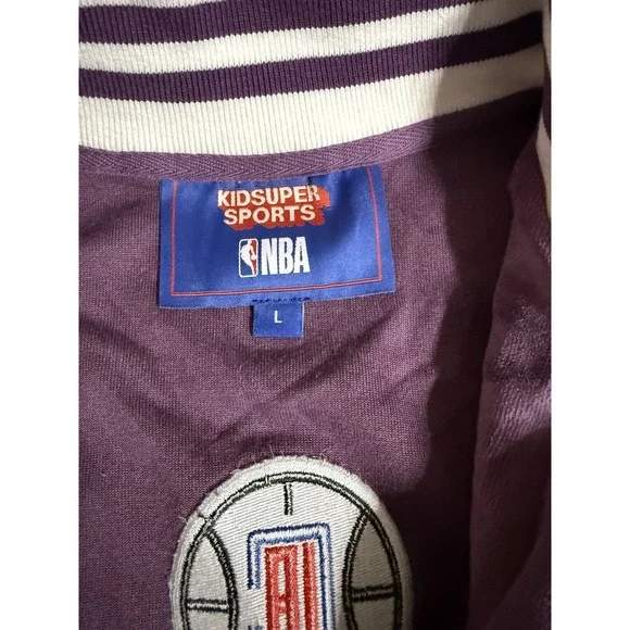 NWT Kids Super Sport NBA Purple Velvet Jacket And Pants with Patches Size Large Shirts & Tops